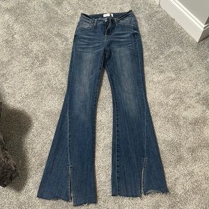 Risen Jeans denim blue size 3/26 flare jeans with bottom side slit